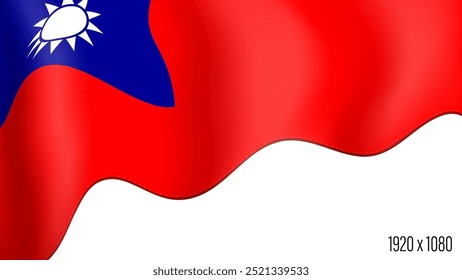 Cópia arquivada em 15 de julho de 2012 "Taiwan country flag realalist independent day background" . Bandeira taiwanesa da Commonwealth em movimento, flutuando ao vento. Festivo patriótico modelo de formato HD para o dia da independência