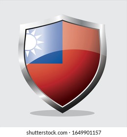 Taiwan country flag shield icon with white background