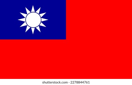 Vector de bandera de Taiwán. Ilustración de la bandera nacional de Taiwán.