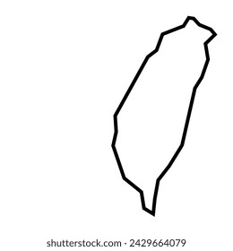 Taiwan country thick black outline silhouette. Simplified map. Vector icon isolated on white background.