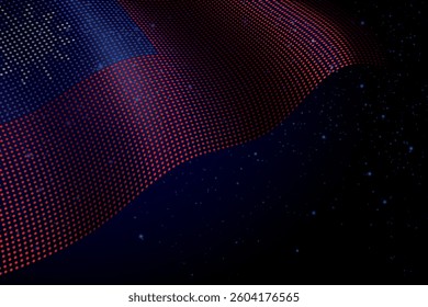 Taiwan digital flag made of dots, waving over a starry dark background