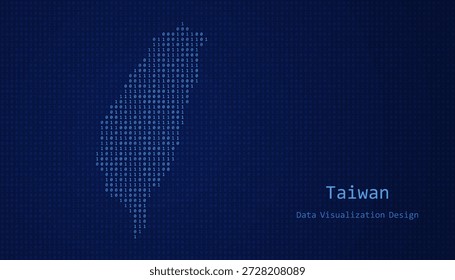 Taiwan Mapa digital formado con unos y ceros para el diseño de visualización de datos