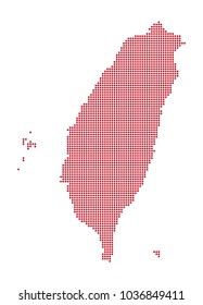 A Taiwan dot map in red isolated on a white background