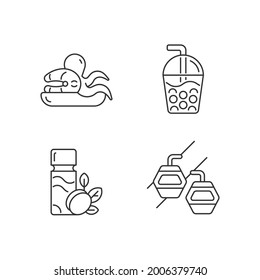 Taiwan entertainment linear icons set. Maokong gondola. Customizable thin line contour symbols. Isolated vector outline illustrations. Editable stroke