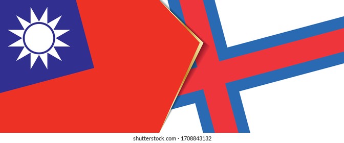 Taiwan and Faroe Islands flags, two vector flags symbol of relationship or confrontation.