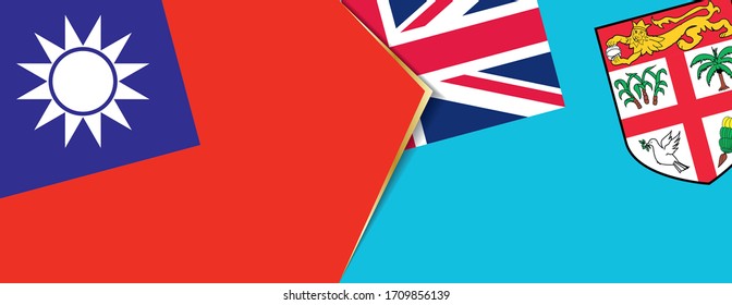 Taiwan and Fiji flags, two vector flags symbol of relationship or confrontation.