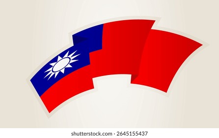 Taiwan Flag in Abstract Ribbon Shape, National Symbol of the Taiwan. This vector is ideal for use in national events, Independence Day, international sports competitions.