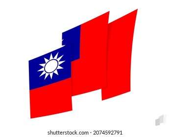 Taiwan flag in an abstract ripped design. Modern design of the Taiwan flag. Vector icon.