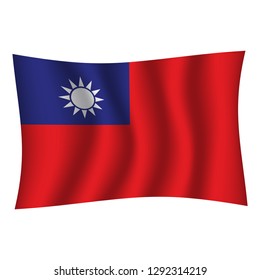 Taiwan flag background with cloth texture. Taiwan Flag vector illustration eps10. - Vector
