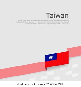 Fondo de la bandera de Taiwán. República de China. Cartel patriótico taiwanés, portada. Bandera de color de cinta de taiwán sobre un fondo blanco. Afiche nacional. Folleto de negocios. Vector, plantilla de diseño