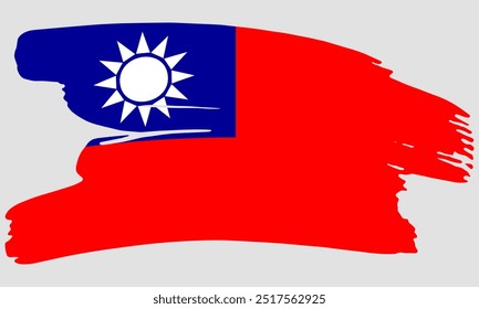 Textura de pintura de pincel de bandera de Taiwán. Bandera del Grunge de Taiwán. Concepto de pincel de emblema de Taiwán