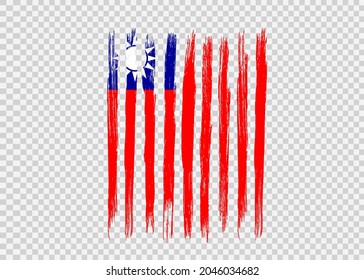 Taiwan flag with brush paint textured isolated  on png or transparent background,Symbol of Taiwan,template for banner,promote, design,vector,top gold medal winner sport country