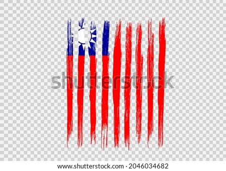 Taiwan flag with brush paint textured isolated  on png or transparent background,Symbol of Taiwan,template for banner,promote, design,vector,top gold medal winner sport country