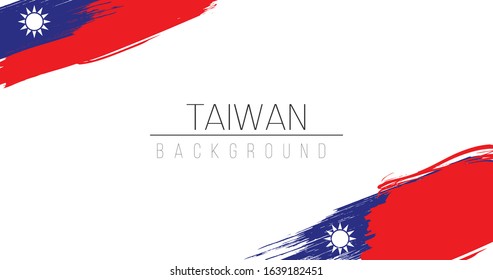 Taiwan flag brush style background with stripes. Stock vector illustration isolated on white background.