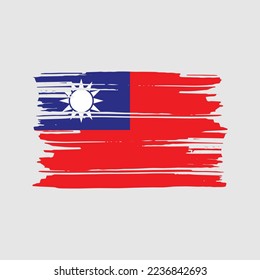 Taiwan Flag Brush Vector Illustration
