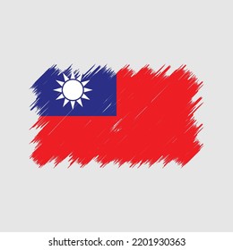Vector de pincel de bandera de Taiwán. Bandera nacional