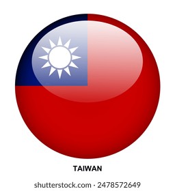 TAIWAN flag button on white background