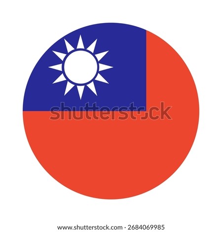 Taiwan flag circle icon. Round national flag of Taiwan badge. Taiwan flag circular button. State in Asia. Roundel Taiwan flag emblem, banner, background. Patriotic sign.