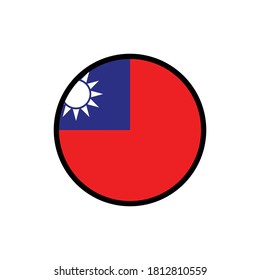 Taiwan Flag In Circle On A White Background