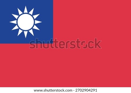 Taiwan flag, clean lines vector illustration with slightly softened colors, 2 by 3 proportions