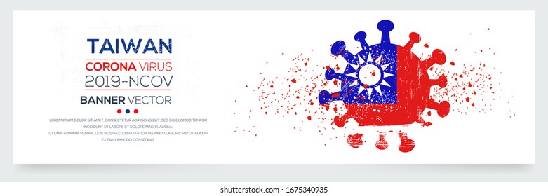 Taiwan flag with corona virus Symbol, (2019-nCoV), vector illustration.