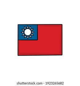 Bandera de Taiwán en el estilo de dibujo vector aislado. Ilustración de objeto dibujada a mano para su presentación, materiales didácticos u otros.