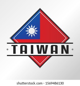 Taiwan Flag Emblema. Vector Design National. Illustration Country Symbol. Insignia Banner Logo.
