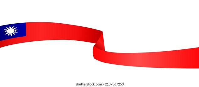 Taiwan flag flying on white background