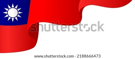 Taiwan flag flying on white background