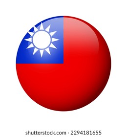 Taiwan flag - glossy circle badge. Vector icon.