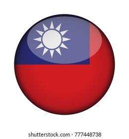 taiwan Flag in glossy round button of icon. taiwan emblem isolated on white background. National concept sign. Independence Day. Vector illustration.