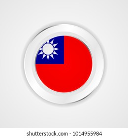 Taiwan flag in glossy vector icon.