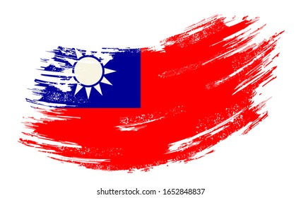 Taiwan flag grunge brush background. Vector illustration.