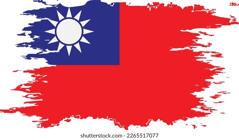 Taiwan flag grunge brush color image, vector