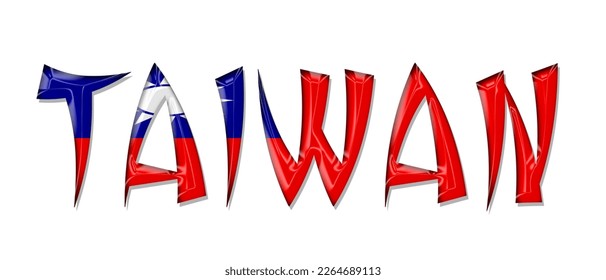 TAIWAN flag grunge text, Philippines flag in letters, 3D colorful background, vector illustration