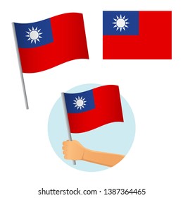 Taiwan flag in hand. Patriotic background. National flag of Taiwan vector illustration