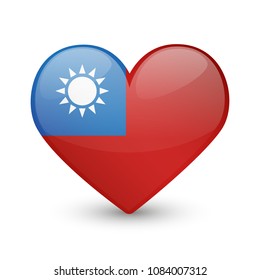 Taiwan Flag Heart Love Emoji Icon Object Symbol Gradient Vector Art Design Cartoon Isolated 