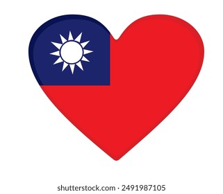 Taiwan flag heart shaped. vector