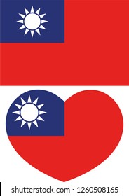 Taiwan flag, Heart vector, sticker, eps10
