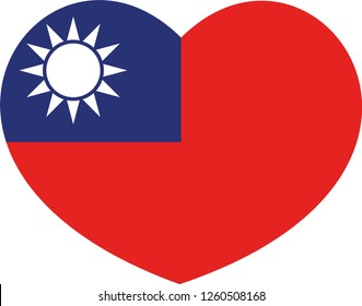 Taiwan flag, Heart vector, sticker, eps10