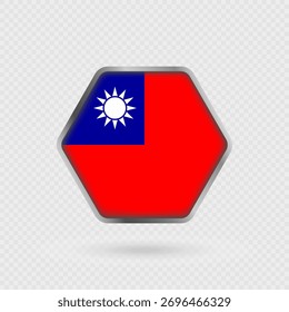Taiwan Flagge in einem Sechseck Rahmen.