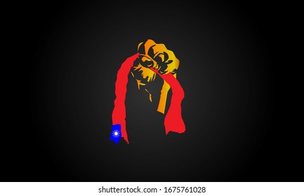 Taiwan Flag Holding In Hand Man Stock Illustration