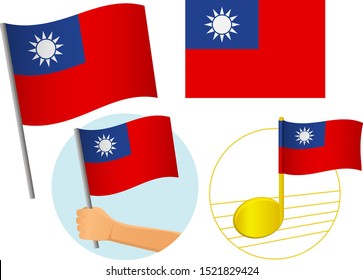 Taiwan Flag Icon Set. National Flag Of Taiwan Vector Illustration