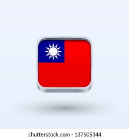Taiwan flag icon square form on gray background. Vector illustration.