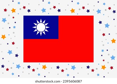 Taiwan Flag Independence Day Celebration With Stars