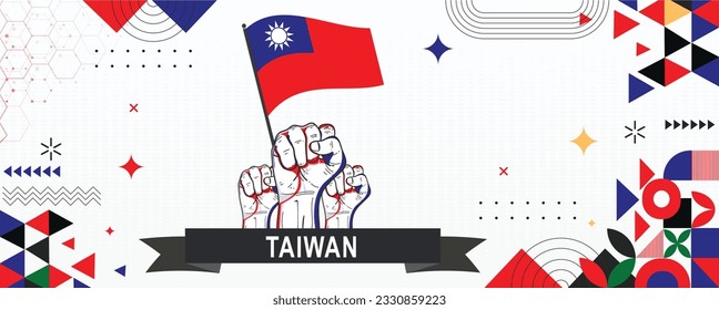 Taiwan flag independence day geometric Country web banner for 4th of July. corporate abstract background design with American flag theme. Country Vector Illustration