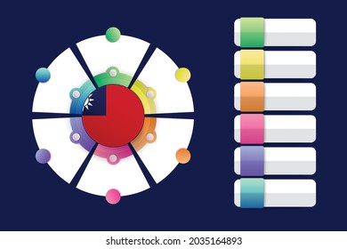 Taiwan Flag with Infographic Design Incorporate with divided round shape. Vector illustration.