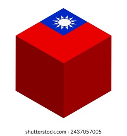 Taiwan flag - isometric 3D cube isolated on white background. Vector object.