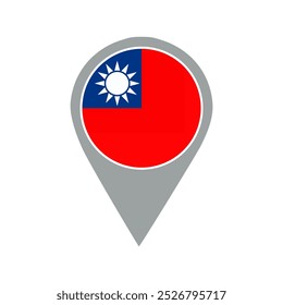 Taiwan flag location pin, flag application, Flag on Location Pin, graphic design, map pointer, vector illustration.	