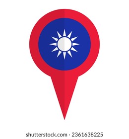 Taiwan flag map pin icon. Taiwan location. Vector.